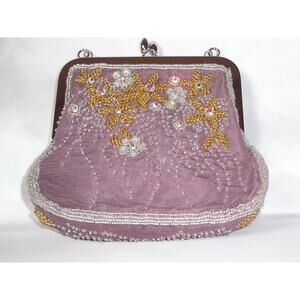 Purple plum beaded rhinestone evening formal wear Beaded Clutch purse handbag